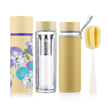 Ready to ship Hot sales DW Glass Water Bottle with stainless steel Tea Infuser
